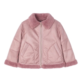 Kunstlederjacke mit Teddyplüsch-Futter