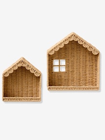 2er-Set Deko-Wandregale HAUS aus Papierkordel Kinderzimmer