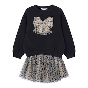 2-tlg. Set Sweatshirt und Tüllrock Leoprint