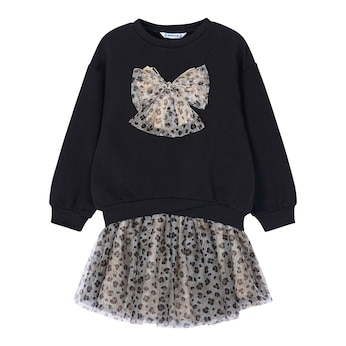 2-tlg. Set Sweatshirt und Tüllrock Leoprint