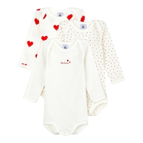 3er-Pack Bodys langarm Herzen