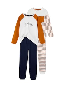 2er-Pack lange Jungen Schlafanzüge mit Cool-Schriftzug