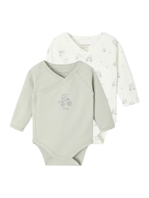 Bio-Kollektion: 2er-Pack Baby Wickelbodys mit langen Ärmeln