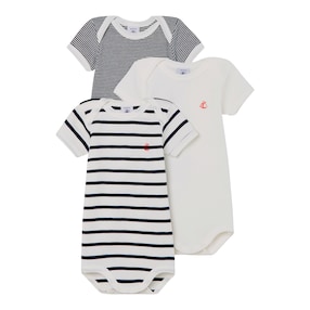 3er-Pack Bodys kurzarm Uni Ringel
