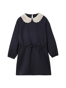 Mädchen Sweatkleid mit Makramee-Kragen und Recycling-Polyester