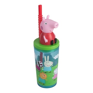 Trinkbecher mit Strohhalm und 3D-Figur Peppa Pig, 360ml