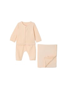 Baby-Set aus Cordsamt: Jacke, Hose und Decke, Geschenkbox