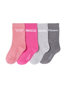 4er-Pack Socken mit Schriftzug, Kinder