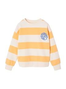 Sweatshirt mit Streifen und Print Jungen, Recycling-Polyester