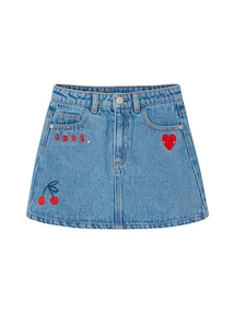 Jeansrock mit Stickerei LOVE & HERZ Mädchen, Bundweite verstellbar