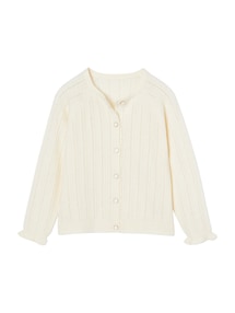 Flauschige Mädchen Strickjacke mit Ajourmuster