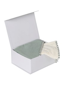 Bio-Kollektion: Baby Geschenkset aus Wende-Badecape & Waschhandschuh