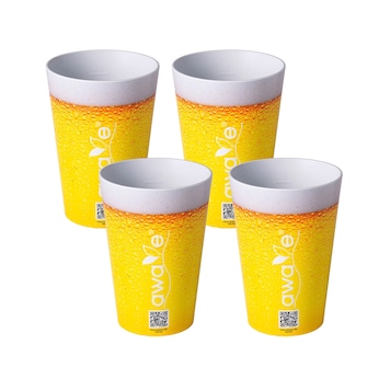 AWAVE  Trinkbecher 500 ml rPET Set 4-teilig, mit Eichstrich