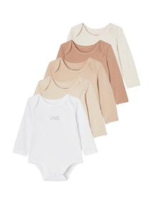 5er-Pack Baby Langarm-Bodys in Schlupfform BASIC, Bio-Baumwolle