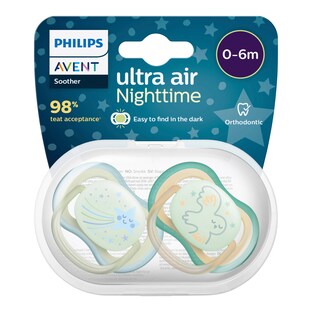 2er-Pack Schnuller ultra air night, 0-6M