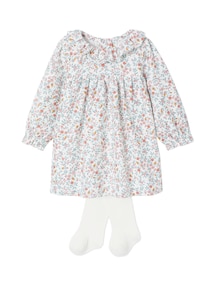 Baby-Set: Kleid mit Rüschenkragen und Strumpfhosen