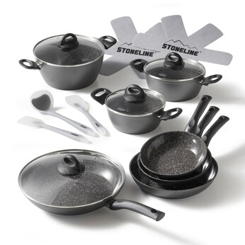 STONELINE CERAMIC Keramik Kochgeschirr-Set 16-teilig 18/20/24/28 | mit Deckeln 