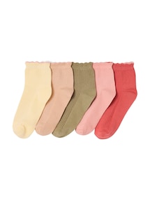 5er-Pack Mädchen Socken mit Rippstruktur und Zierkante
