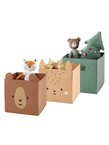 3er-Set Kinderzimmer Aufbewahrungsboxen GRÜNER WALD