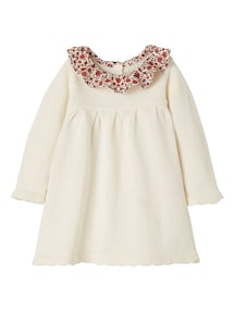 Baby Strickkleid mit Stoffkragen
