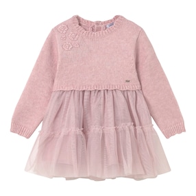Kleid langarm 2in1 Strickpullover und Tüllrock