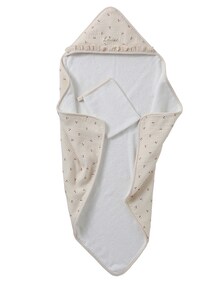 Baby Geschenk-Set: Kapuzenbadetuch & Waschhandschuh CHERRY