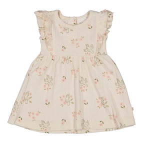 Ajour-Kleid Flügelarm Papageien Blumen