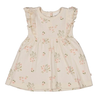 Ajour-Kleid Flügelarm Papageien Blumen