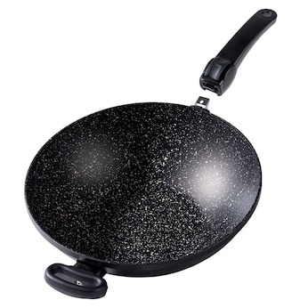 STONELINE Made in Germany Wokpfanne 32 cm mit abnehmbarem Griff | ohne Deckel - Schwarz
