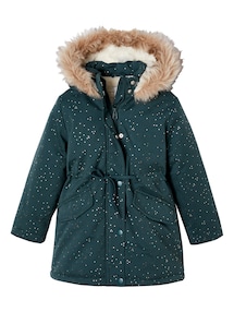 Warme Mädchen Winterjacke mit Glitzer und Webpelz, Recycling-Wattierung