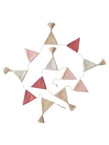Wimpelkette gestrickt mit Glitzer-Quasten, Kinderzimmer Girlande
