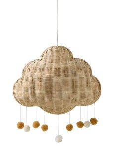 Kinderzimmer Rattan-Lampenschirm in Wolkenform mit Pompons