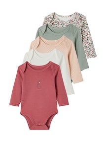 5er-Pack Baby Langarm-Bodys in Schlupfform, Bio-Baumwolle