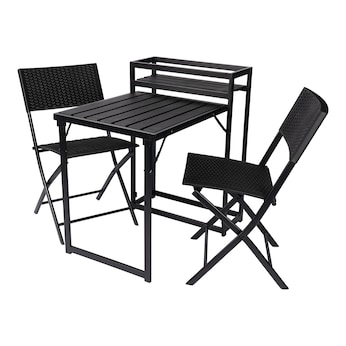 Balkonmöbel-Set, Sitzgruppe, platzsparend klappbar, wetterfest, 3-teilig