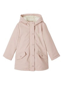 Warme Regenjacke mit Kapuze & Teddyfleece-Futter Mädchen