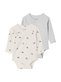 2er-Pack Baby Wickelbodys mit langen Ärmeln, Bio-Baumwolle