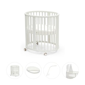 Bundle Sleepi Mini inkl. Matratze und Spannbetttuch, Himmelstange und Himmel