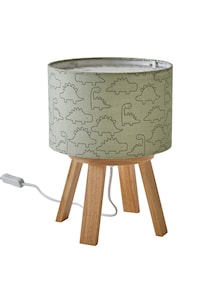 Nachttischlampe KLEINER DINO mit Holzfuß, Kinderzimmer