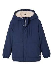Jungen Winterjacke mit Kapuze und Webpelzfutter, Recycling-Polyester