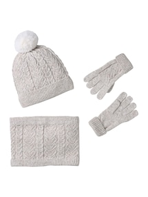 Geschenkset: Mütze, Rundschal & Handschuhe für Mädchen