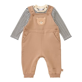 2-tlg. Set Latzhose mit Shirt Ringel Bär