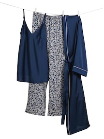 3-teiliges Homewear-Set für Schwangerschaft und Stillzeit, Glanz-Jersey