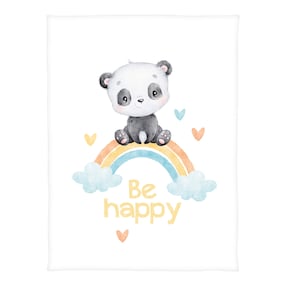Babydecke Microfaserflausch Regenbogen Panda 75x100 cm 