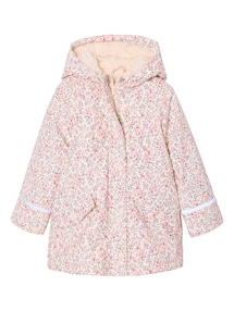 Warme Regenjacke mit Kapuze & Teddyfleece-Futter Mädchen