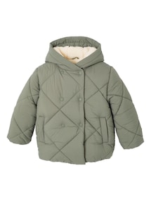 Mädchen Kapuzen-Steppjacke mit Teddyfleece-Futter, Wattierung Recycling-Polyester