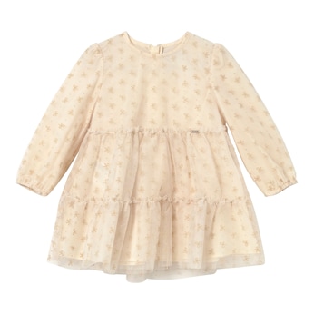 Tüllkleid langarm Glitzer-Schleifen
