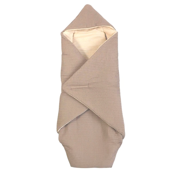 Waffelmuster taupe/Musselin beige