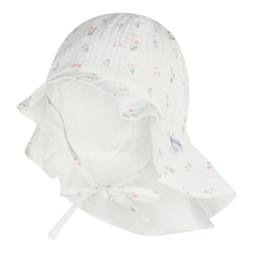 Musselin-Sonnenhut mit Nackenschutz Kirschen