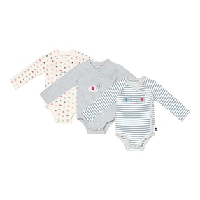 3er-Pack Wickelbodys langarm Elefant Ringel