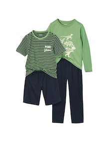 2er-Set Jungen Schlafanzüge mit Recycling-Baumwolle, kurz & lang